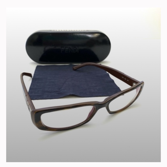 FENDI Women’s Brown Tortoise Rectangle Lens Eyeglasses Frame F767 205 - Picture 1 of 13